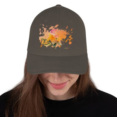 casquette structurée rose et papillon